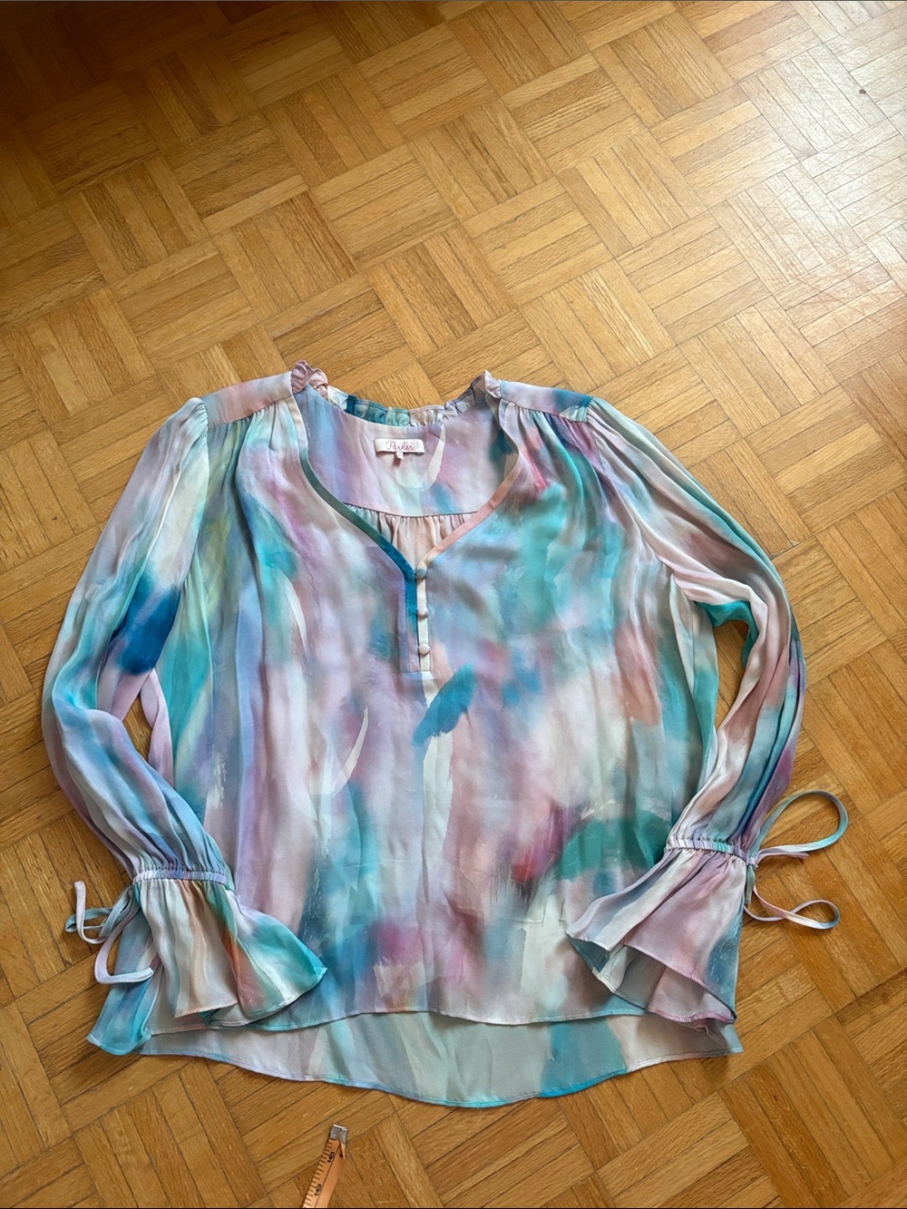 Parker Women's Watercolor Tie-Detail Blouse - Multicolor